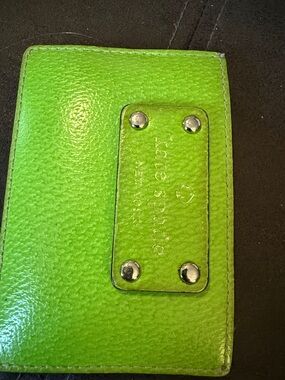 kate spade Lime Green Leather Card Case with Silver Hardware